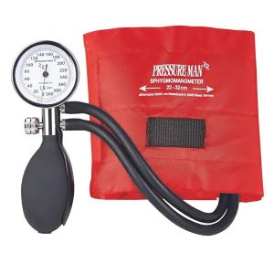 Pressure Man II Chrome-Line bloeddrukmeter met rode klittenbandmanchet