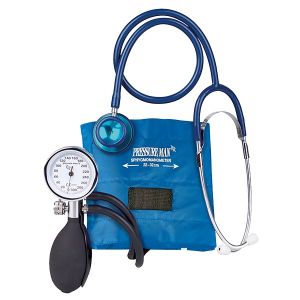 Pressure Man II Chrome-Line bloeddrukmeterset met grijze klittenbandmanchet en stethoscoop