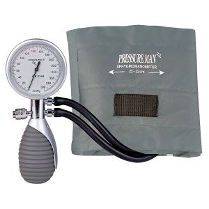 Pressure Man II Chrome-Line bloeddrukmeter met grijze klittenbandmanchet