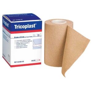 Tricoplast elastische kleefzwachtel, los verpakt in omdoos, 6 cm x 2,5 m, 12 stuks