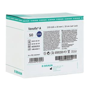 Venofix-A vleugelcanule 23G, 0,65 x 19 mm, blauw, 50 stuks