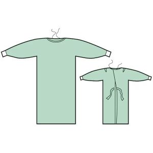 OK-jas Basic, maat L, groen, 125 cm lang, steriel, 22 stuks