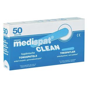 Medispat Clean houten tongspatels, individueel verpakt, lengte 150 mm, 50 stuks