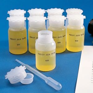 Gegradueerde wijdhalsfles, 100 ml, met binnensluiting en deksel, 700 stuks