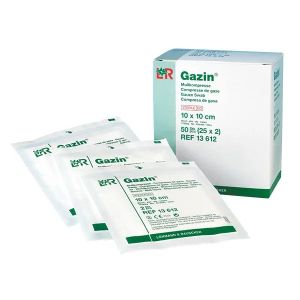 Gazin kompressen, steriel, middel, 7,5 x 7,5 cm, 5 x 2 stuks