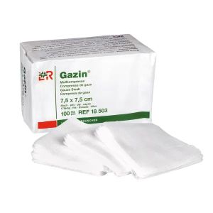 Gazin gaaskompres, 8-laags, 7,5 x 7,5 cm, 100 stuks