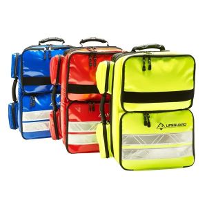 Lifebox Backpack noodrugzak, zwart/rood, leeg, nieuw model, incl. 7 lege retainers