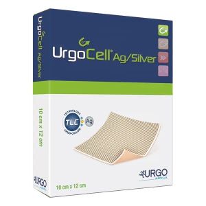 Urgocell Silver zilverhoudend schuimverband, 10 x 12 cm, 10 stuks