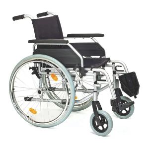 Servomobil rolstoel uit staal, zilver/zwart, zitbreedte 48-50 cm