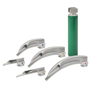 Cold Blade LED ECO-laryngoscoopset koud licht, wegwerp: 1 batterijhandvat + 1 spatel Miller 0 en 1 + 1 spatel Macintosh 2, 3 en 4