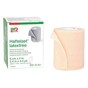 Haftelast cohesief windsel, latexvrij, rood, 8 cm x 20 m, 6 stuks