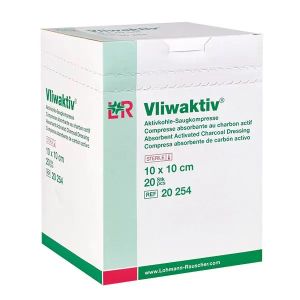 Vliwaaktiv actief-koolverband, afzonderlijk steriel, 10 x 20 cm, 20 stuks