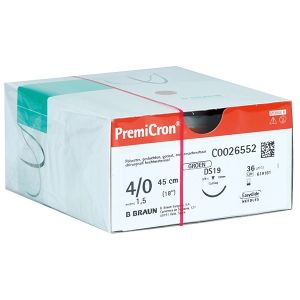 Premicron hechtdraad, groen, USP 4/0, metric 1,5, 45 cm, DS19, 36 stuks