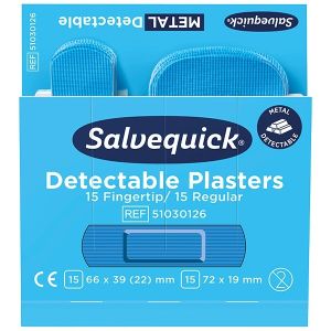 Salvequick Blue Detectable pleisters, navulpak: 6 x 35 pleisters