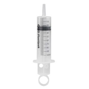 Plastikak wond-/blaasspuit, 100 ml, met Luer-adapter, 25 stuks