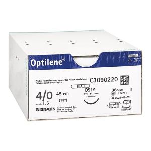 Optilene DGMP-16 hechtdraad, blauw monofilament, USP 4/0, 45 cm, 36 stuks