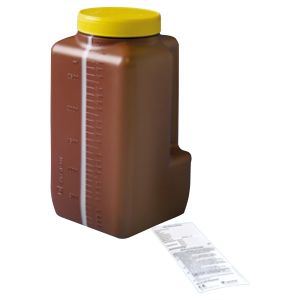 Urine-verzamelfles 3 liter, schroefdop, met etiket, omdoos 30 stuks