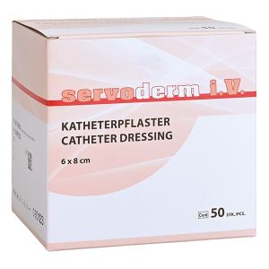 Servoderm IV-katheterpleister, 8 x 6 cm, steriel, met wondpad, 50 stuks