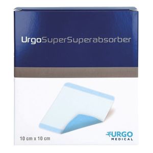 UrgoSuper superabsorberend wondverband, 10 x 10 cm / kern 10 x 7 cm, 10 stuks