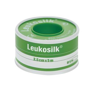 Leukosilk hechtpleister op spoel, 2,5 cm x 5 m, per stuk