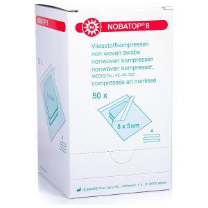 Nobatop 8 non-woven kompres 4-laags steriel 5 x 5 cm, 50 x 2 stuks