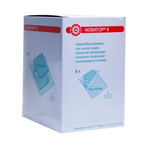 Nobatop 8 non-woven kompres 4-laags steriel 10 x 10 cm, 8 x 20 stuks