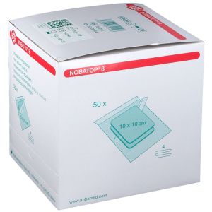 Nobatop 8 non-woven kompres 4-laags steriel 10 x 10 cm, 50 x 2 stuks
