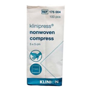 Klinipress gaaskompres non woven 4-laags 5 x 5 cm, 100 stuks