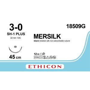 Silk zwart 3-0, SH-1 PLUS naald, 18509G, 12 stuks