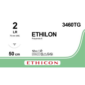 Ethilon zwart 2, LR naald, 3460TG, 12 stuks