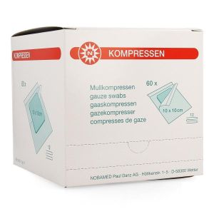 Noba gaaskompressen 12-laags steriel 10 x 10 cm, 60 stuks