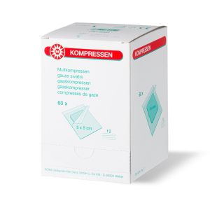 Noba gaaskompressen steriel 12-laags 5 x 5 cm, 60 stuks