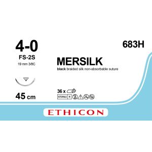 Mersilk zwart 4-0, FS-2 naald, 683H, 36 stuks