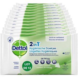 Dettol 2-in-1 hygiënische doekjes, 12 stuks