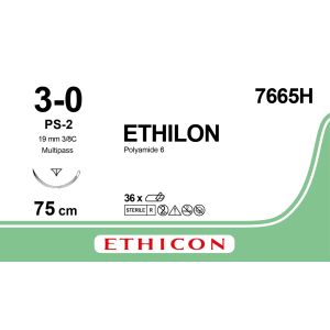 Ethilon zwart 3-0, PS-2 PRIME MP naald, 7665H, 36 stuks