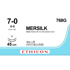 Silk zwart 7-0, G-6 PRIME naald, 768G, 12 stuks