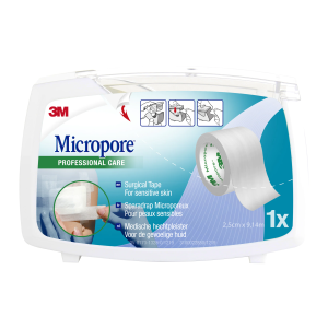 3M Micropore hechtpleister op dispenser 2,5 cm x 5 m, per stuk