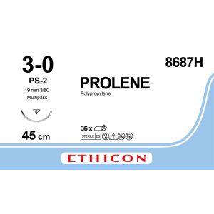 Prolene blauw 3-0, PS-2 PRIME naald, 8687H, 36 stuks