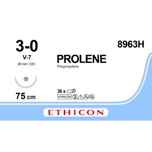 Prolene blauw 3-0, V-7 naald, 8963H, 36 stuks