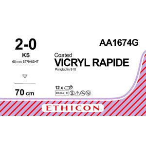 Vicryl Rapide ongekleurd 2-0, KS naald, AA1674G, 12 stuks