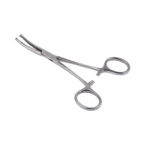 Kocher arterieklem 1x2 tanden 14 cm gebogen RVS