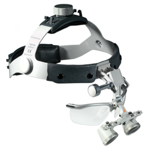 Heine HR 2.5x Optieken met i-View op Professional L Hoofdband met S-GUARD, werkafstand 340 mm