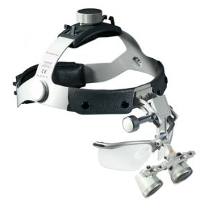 Heine HR 2.5x Optieken met i-View op Professional L Hoofdband met S-GUARD, werkafstand 420 mm
