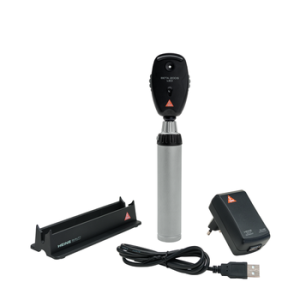 Heine BETA 200S Oftalmoscoop 3.5V XHL met BETA4 USB oplaadbaar handvat en USB-kabel en voeding
