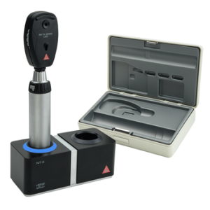 Heine BETA 200S oftalmoscoop set met BETA4 NT oplaadbare handvat en NT4 tafellader, LED