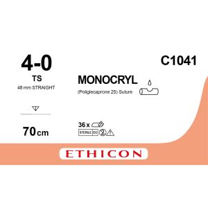 Monocryl ongekleurd 4-0, TS naald, C1041, 36 stuks