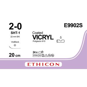 Vicryl gecoat violet 2-0, SHT-1 VB naald, E9902S, 24 stuks