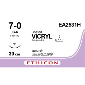 Vicryl gecoat violet 7-0, G-6 PRIME naald, EA2531H, 36 stuks