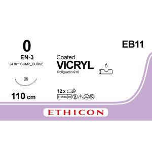 Vicryl gecoat violet 0, EN-3 + ESS naald, EB11, 12 stuks