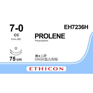 Prolene blauw 7-0, CC naald, EH7236H, 36 stuks